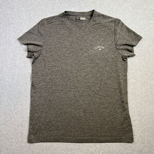 Callaway Shirt Mens M Grey V-Neck Quick Dry Opti-Dri Short Sleeve Golf
